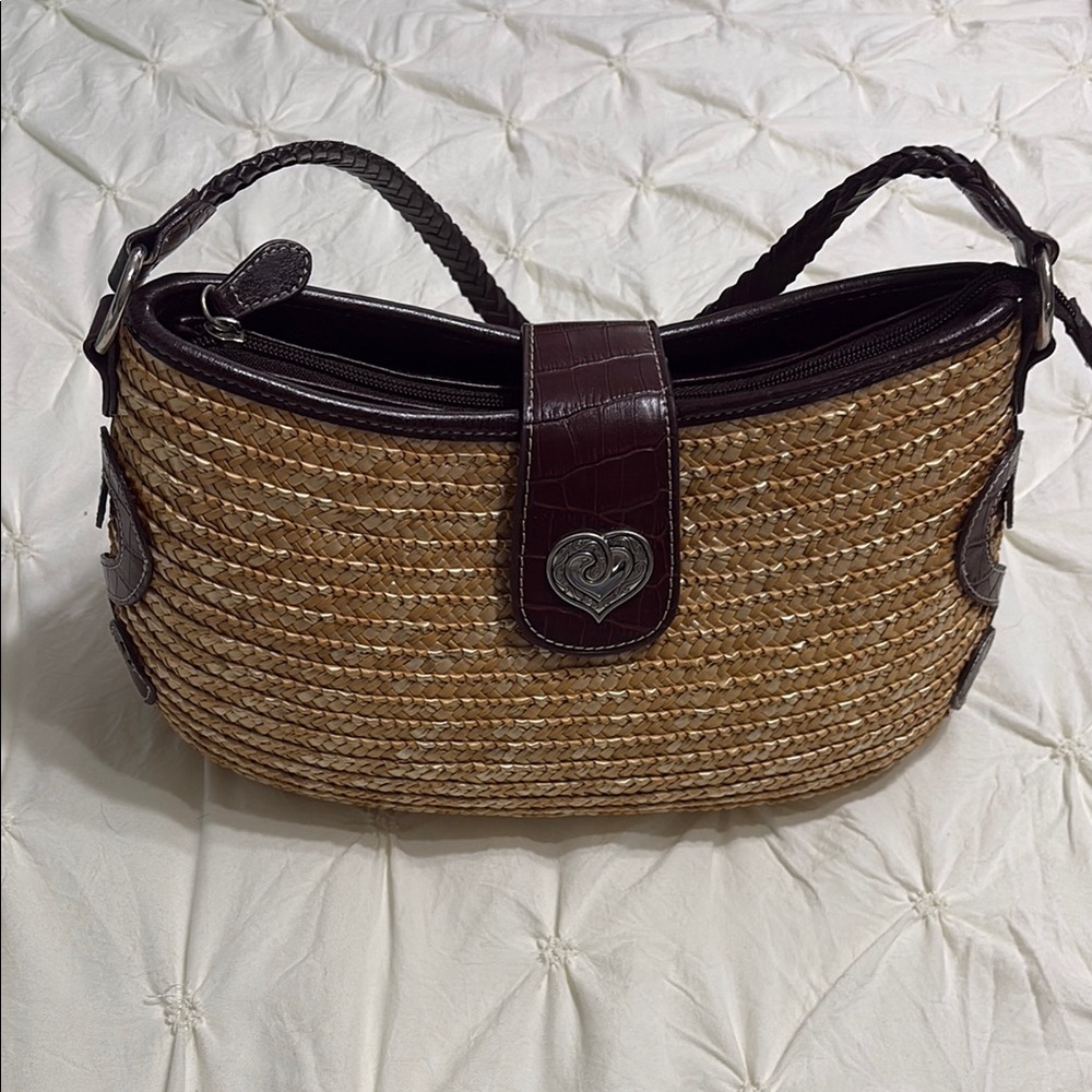 Marlo Brown and Tan Woven Shoulder Bag
